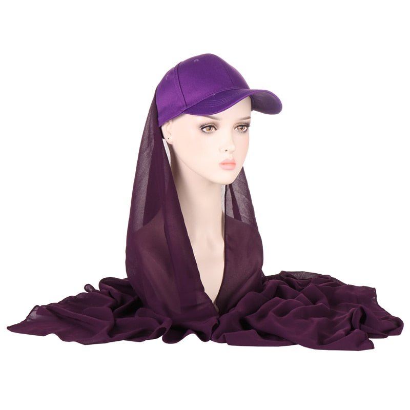 Baseball Cap Chiffon Hijab