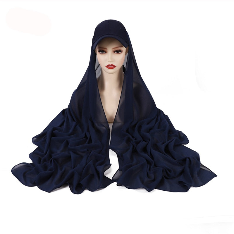 Baseball Cap Chiffon Hijab