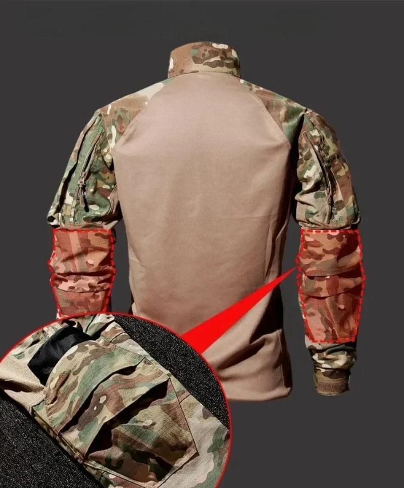 Men's Tactical Set: Breathable Shirt + Waterproof Camo Cargo Pants