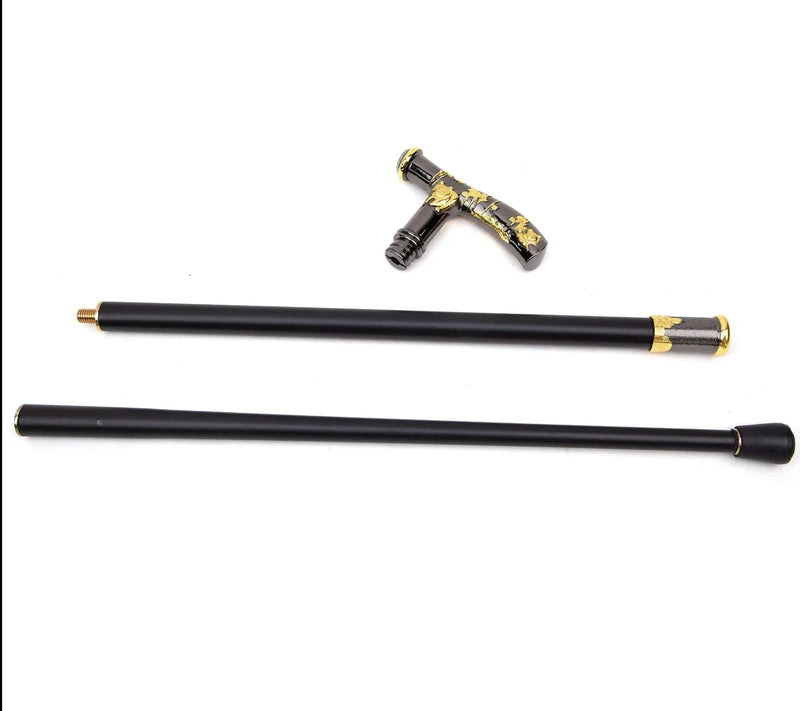 Black & Gold Panda Compass Walking Cane 93cm