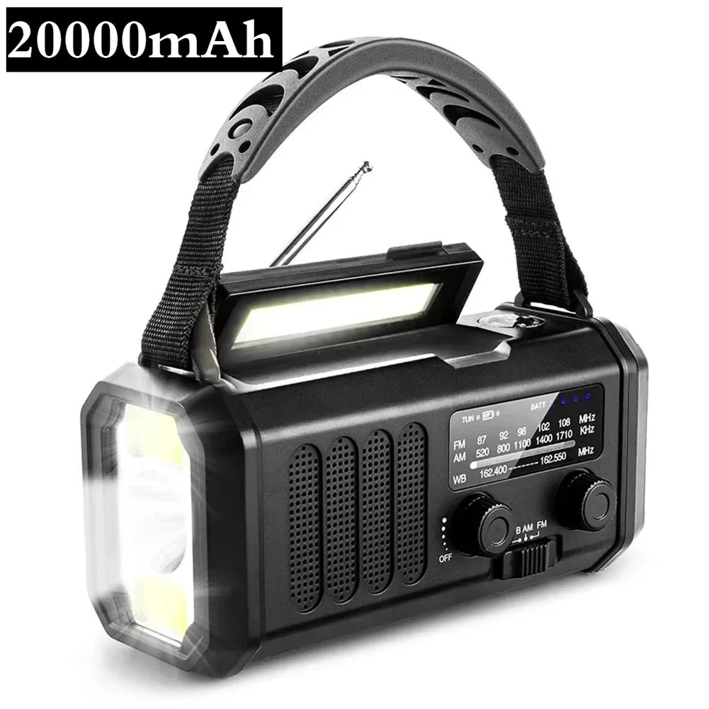 Emergency Weather Radio – 20000mAh Solar Power Bank with AM/FM/NOAA, SOS Alarm & Flashlight