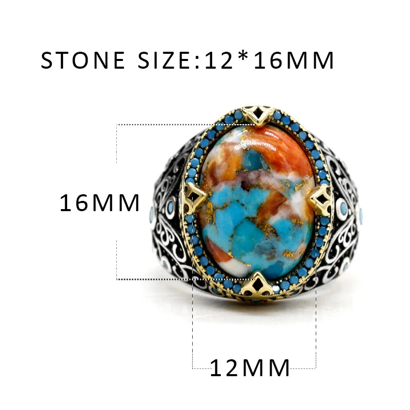 Vintage Türkiye Handmade S925 Silver Oyster Turquoise Ring