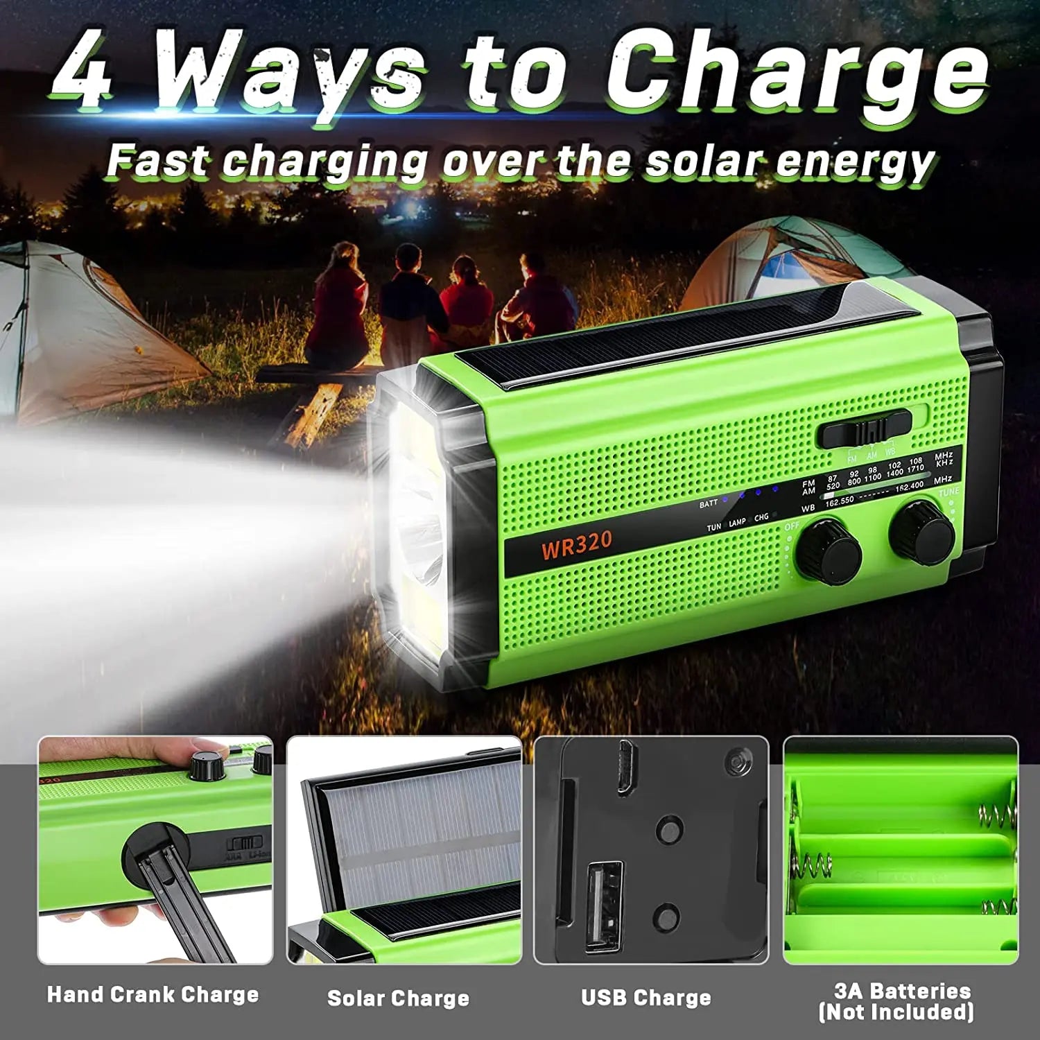 Emergency Weather Radio – 20000mAh Solar Power Bank with AM/FM/NOAA, SOS Alarm & Flashlight