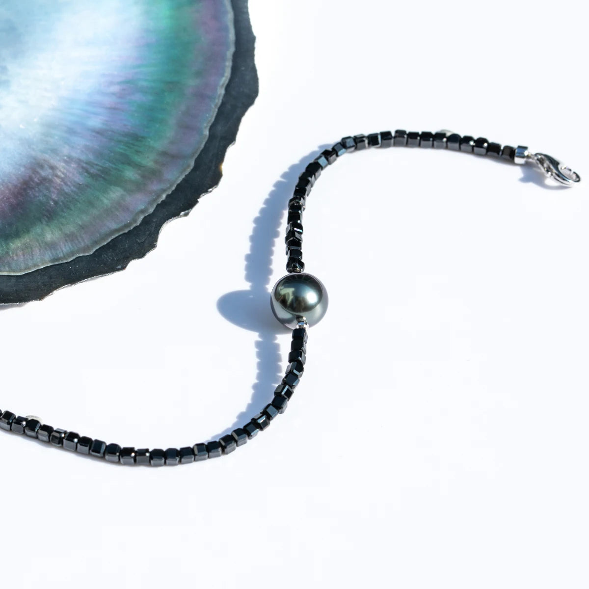 Tahitian Black Pearl Bracelet – 925 Sterling Silver with Baroque Pearls & Crystal Beads  15+5cm Strand Bracelet