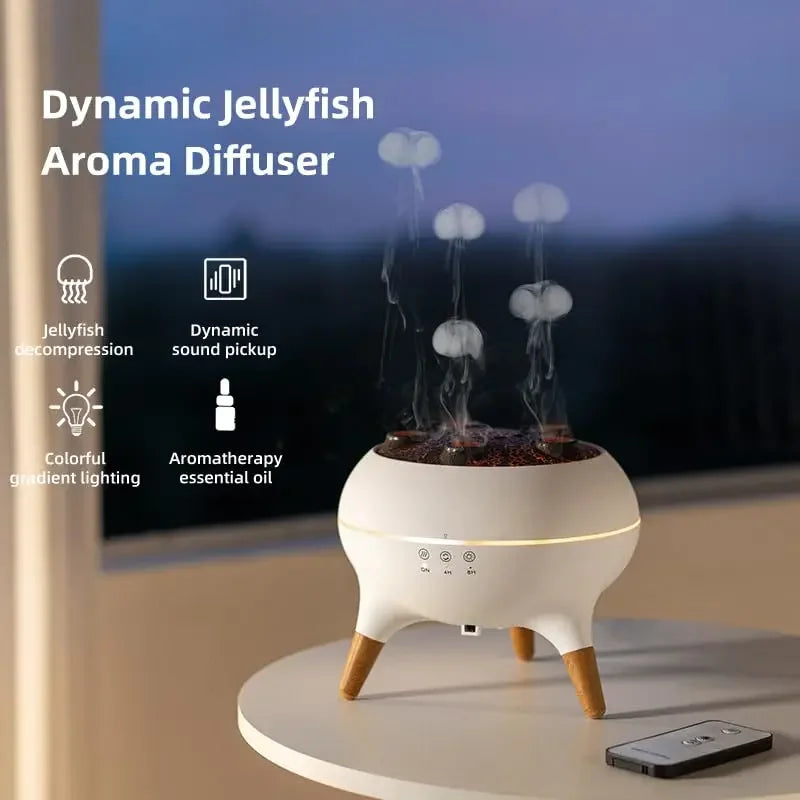 Dynamic Jellyfish Ultrasonic Air Humidifier – 250ml Essential Oil Diffuser with Remote Control & 7-Color Night Lights