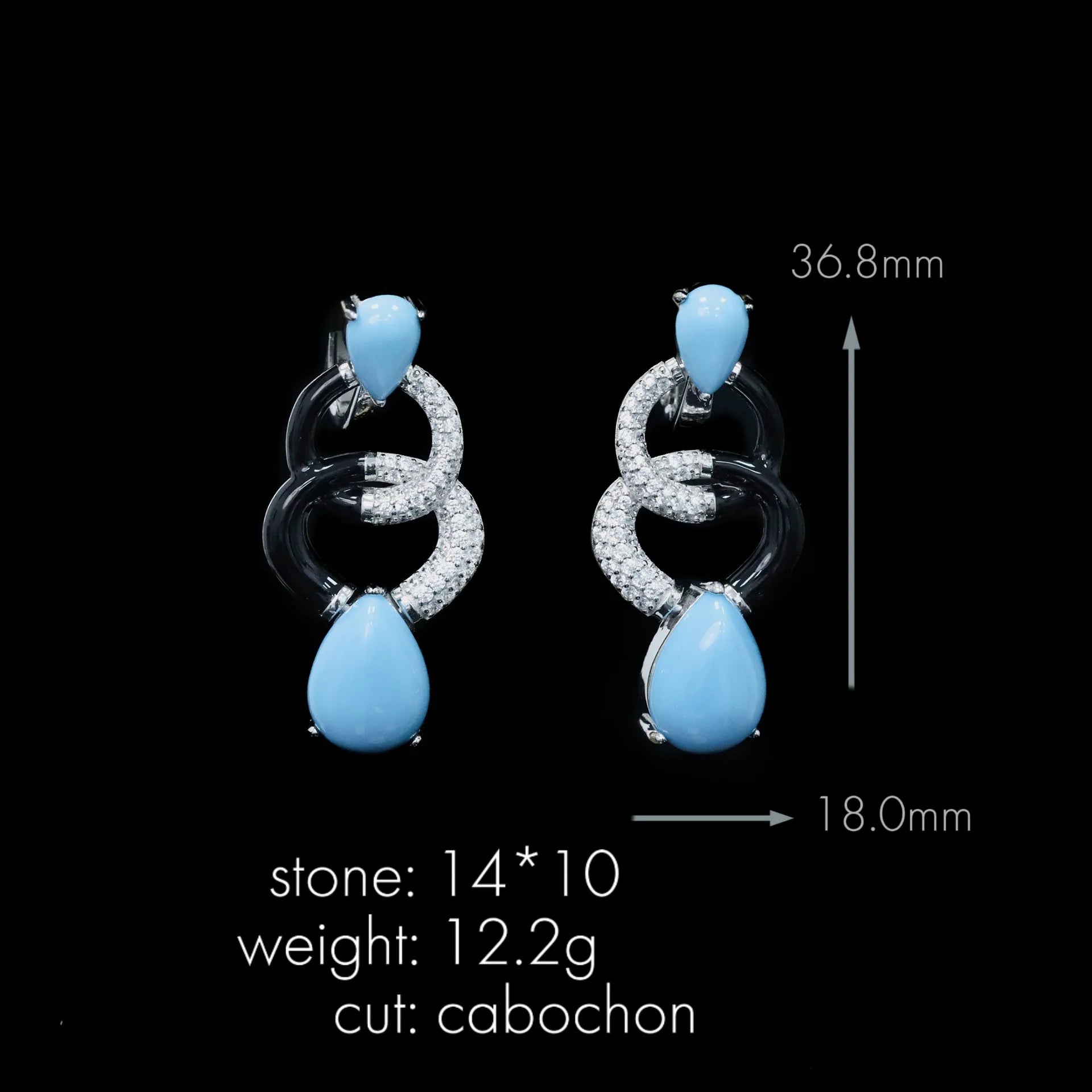 Vintage Blue Turquoise Drop Earrings – 925 Sterling Silver Geometric Dangle Design  Fine Jewelry for Women