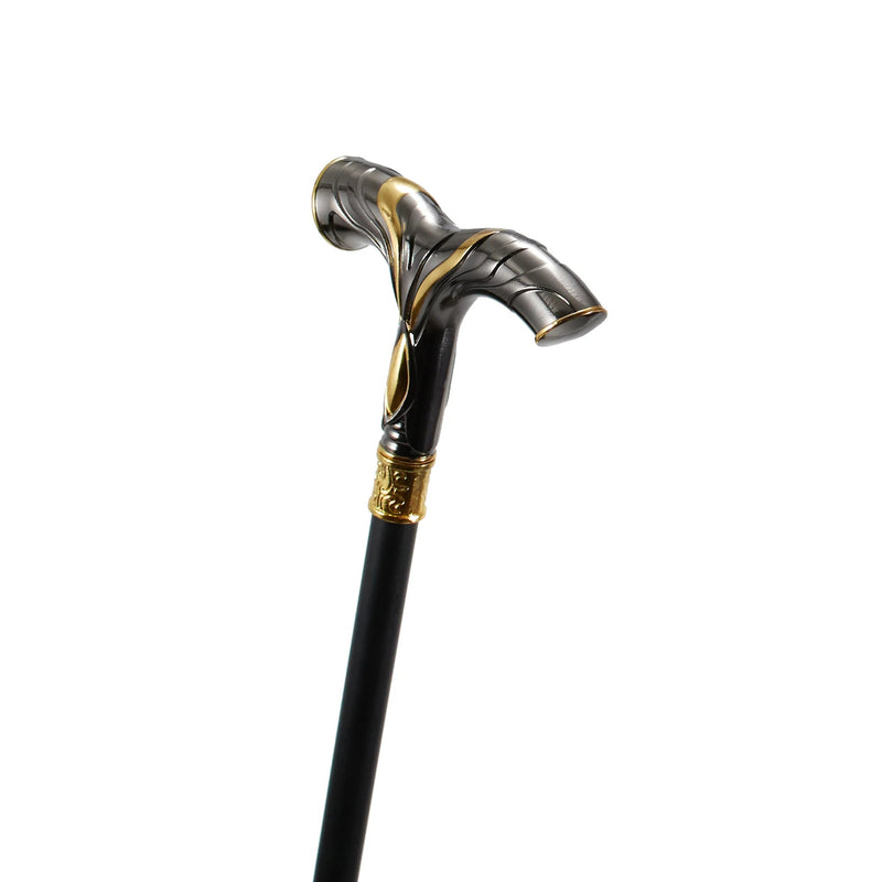 Black and Gold Striped Decorative Walking Cane - 93cm