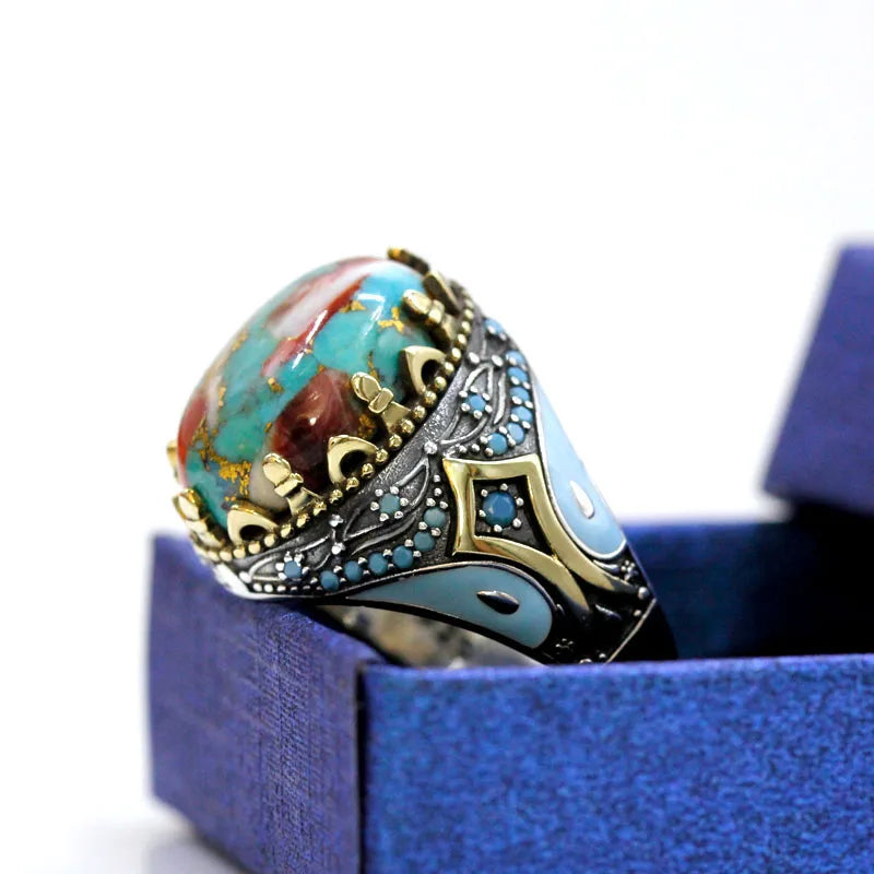 Turkish Turquoise Silver Sunnah Ring for Men