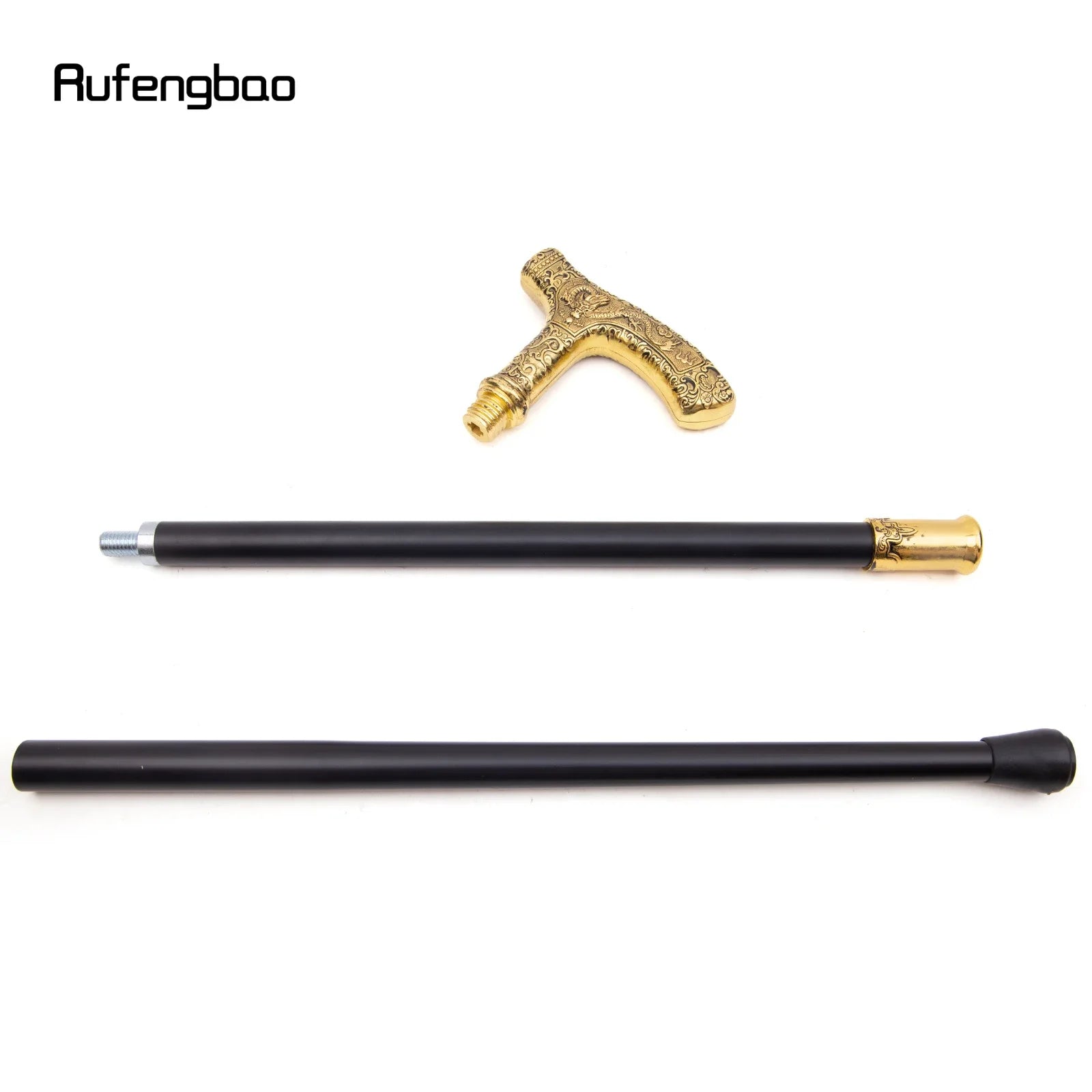 Golden Dragon Decorative Walking Stick – 89cm Steel Shaft with Luxury Patterned Knob