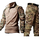 Men's Tactical Set: Breathable Shirt + Waterproof Camo Cargo Pants