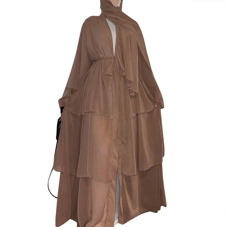 The Classic Feathered Chiffon Abaya For Women