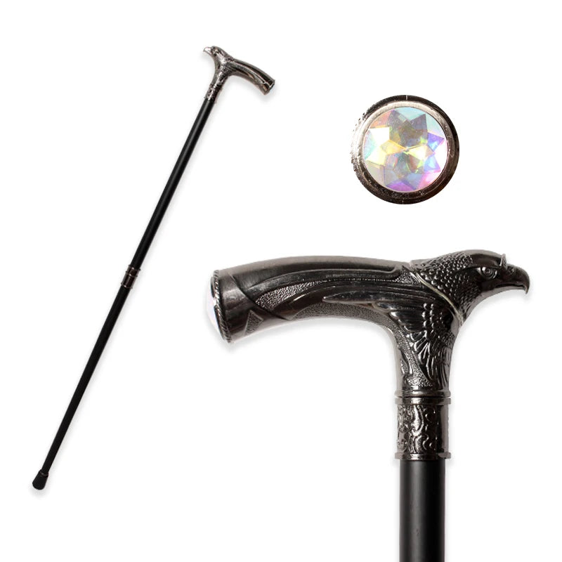 Eagle Head Spiritual Cane – 93cm Detachable Sunnah Stick with Multi-Color Gemstone Grip