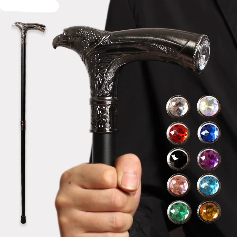 Eagle Head Spiritual Cane – 93cm Detachable Sunnah Stick with Multi-Color Gemstone Grip
