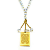 Stainless Steel Car Pendant with Arabic Inscription and Prayer Beads