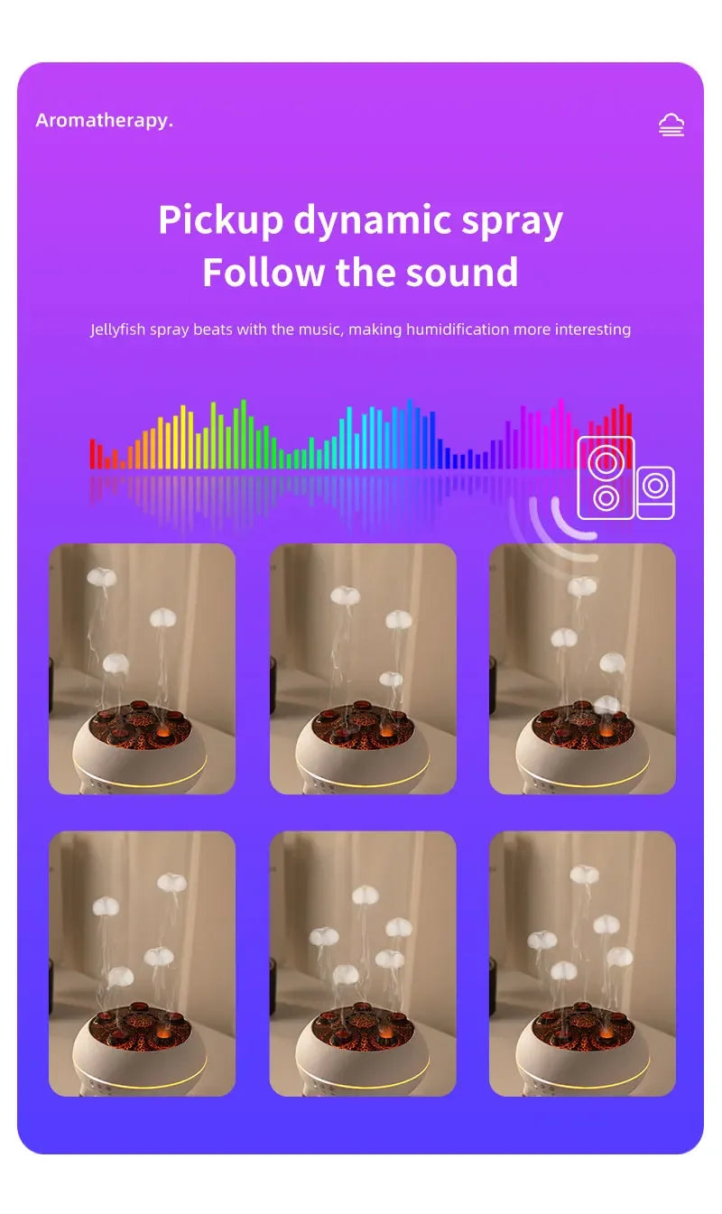 Dynamic Jellyfish Ultrasonic Air Humidifier – 250ml Essential Oil Diffuser with Remote Control & 7-Color Night Lights