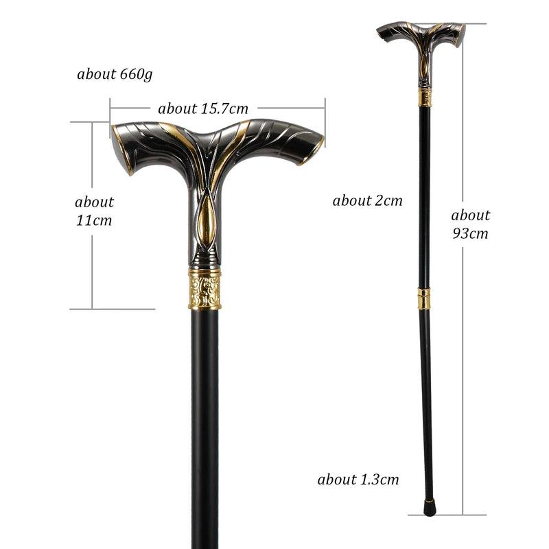 Black and Gold Striped Decorative Walking Cane - 93cm