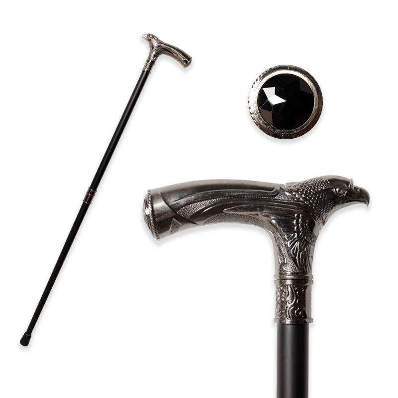 Eagle Head Spiritual Cane – 93cm Detachable Sunnah Stick with Multi-Color Gemstone Grip