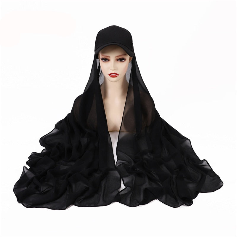 Baseball Cap Chiffon Hijab