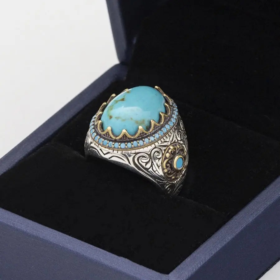 Natural Turquoise Stone 925 Sterling Silver Ring - Limited