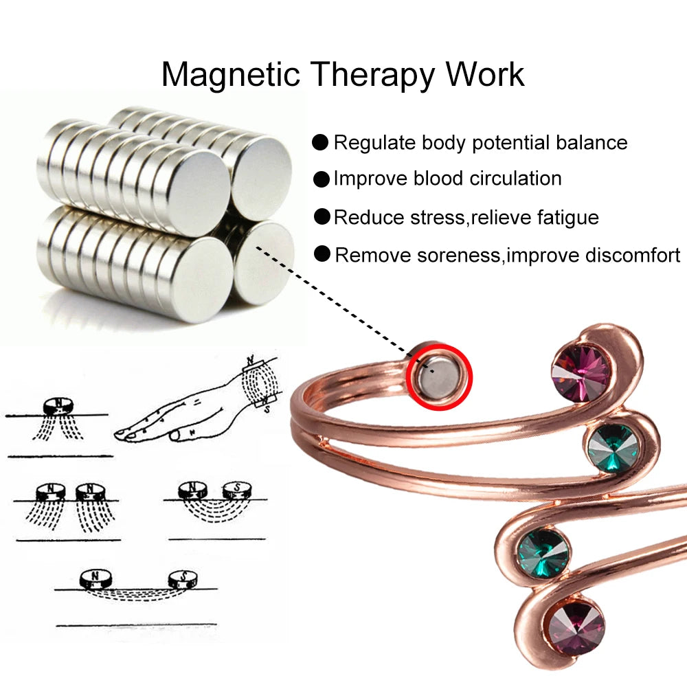 Limited Pure Copper Magnetic Therapy Bracelet – Zirconia & Powerful Healing Magnets for Women