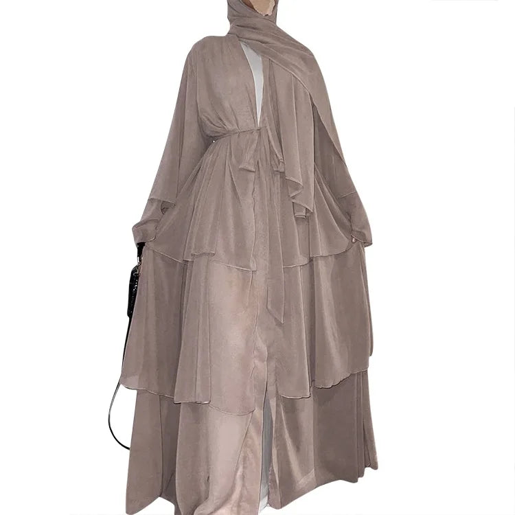 The Classic Feathered Chiffon Abaya For Women
