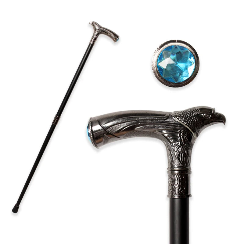 Eagle Head Spiritual Cane – 93cm Detachable Sunnah Stick with Multi-Color Gemstone Grip