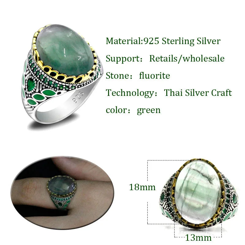 Elegant Handmade 925 Sterling Silver Fluorite Ring