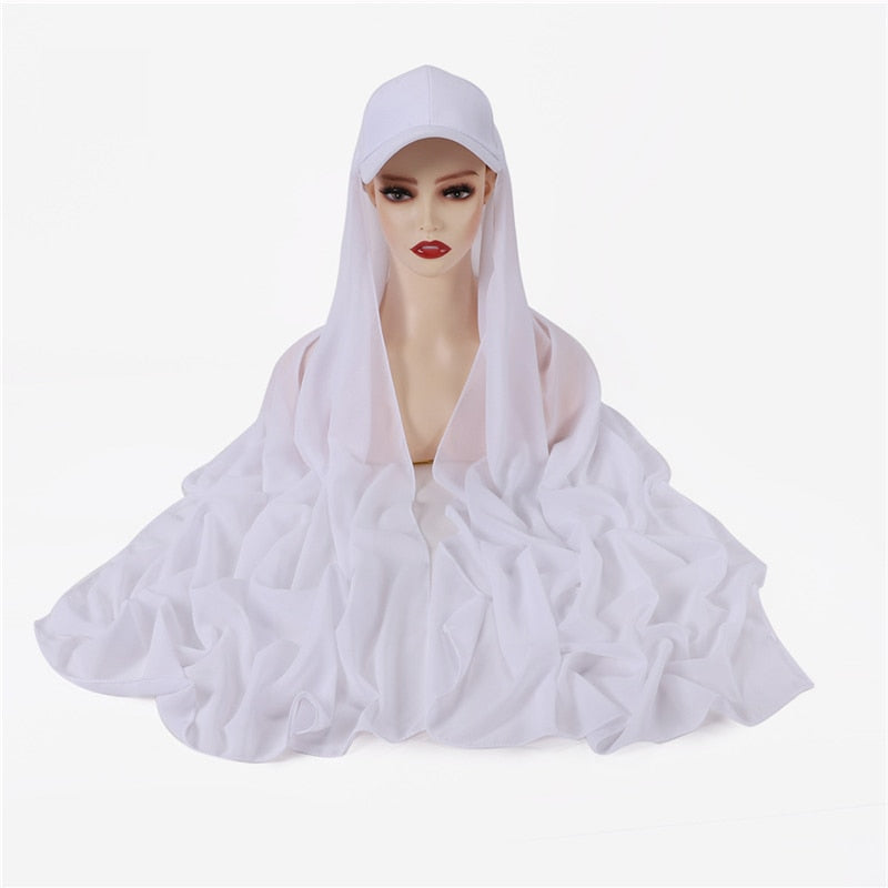 Baseball Cap Chiffon Hijab