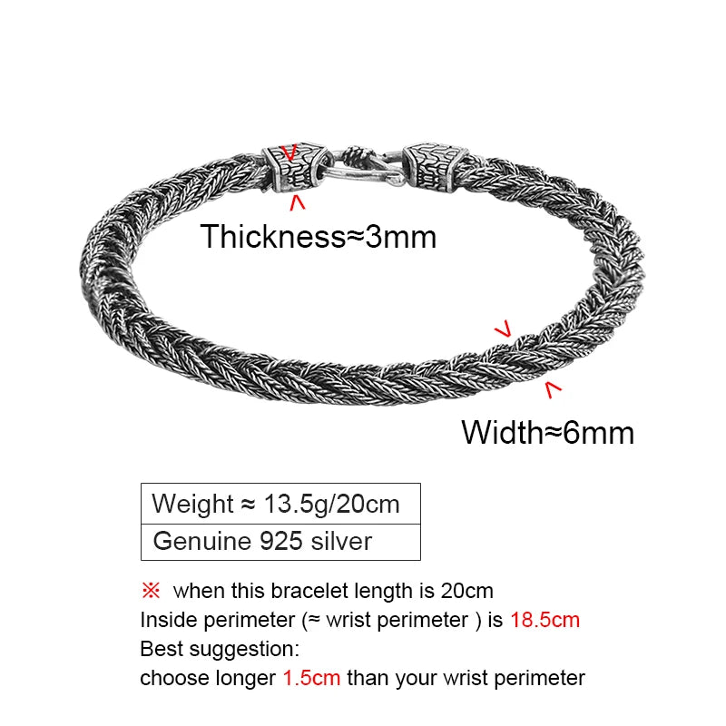 S925 Silver Handmade Woven Bracelet for Men and Women