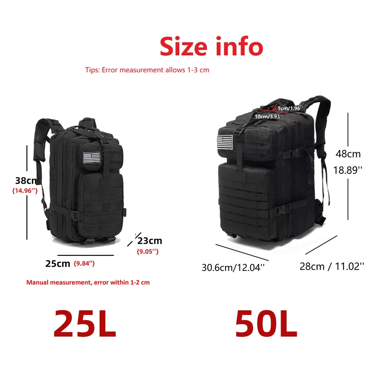 Waterproof Backpack - 25L/50L - Tactical Sports, Camping & Hiking Gear