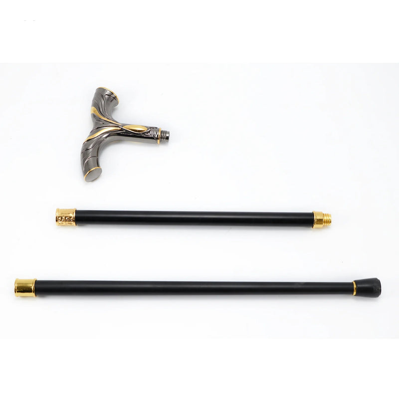 Black and Gold Striped Decorative Walking Cane - 93cm