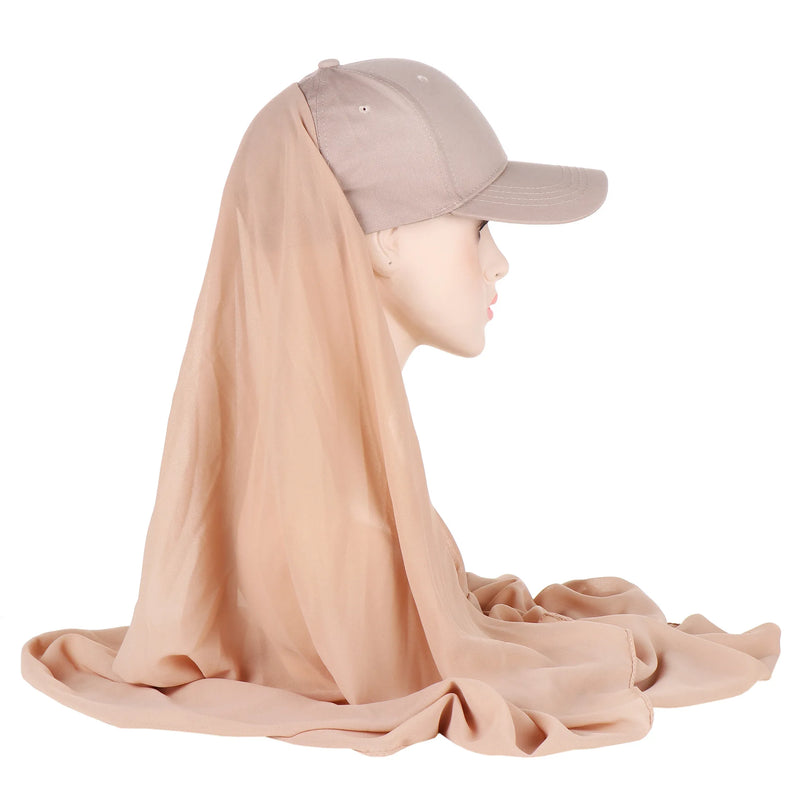 Chiffon Hijab Base Ball Cap for Summer with multi-colored options