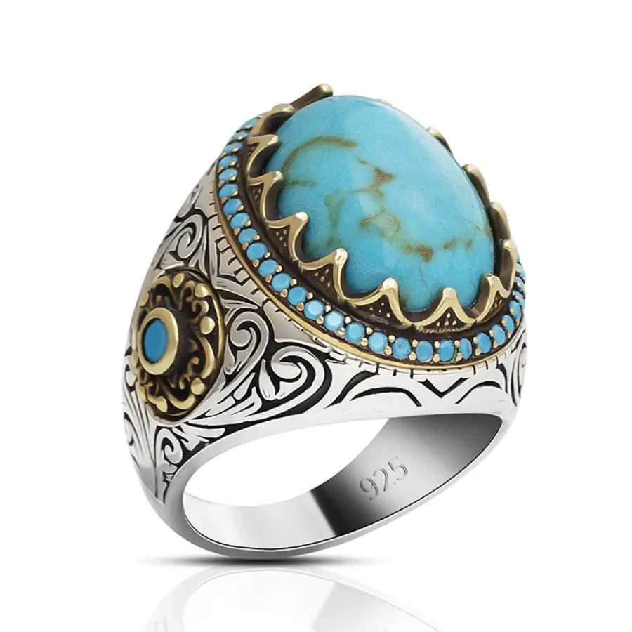 Natural Turquoise Stone 925 Sterling Silver Ring - Limited