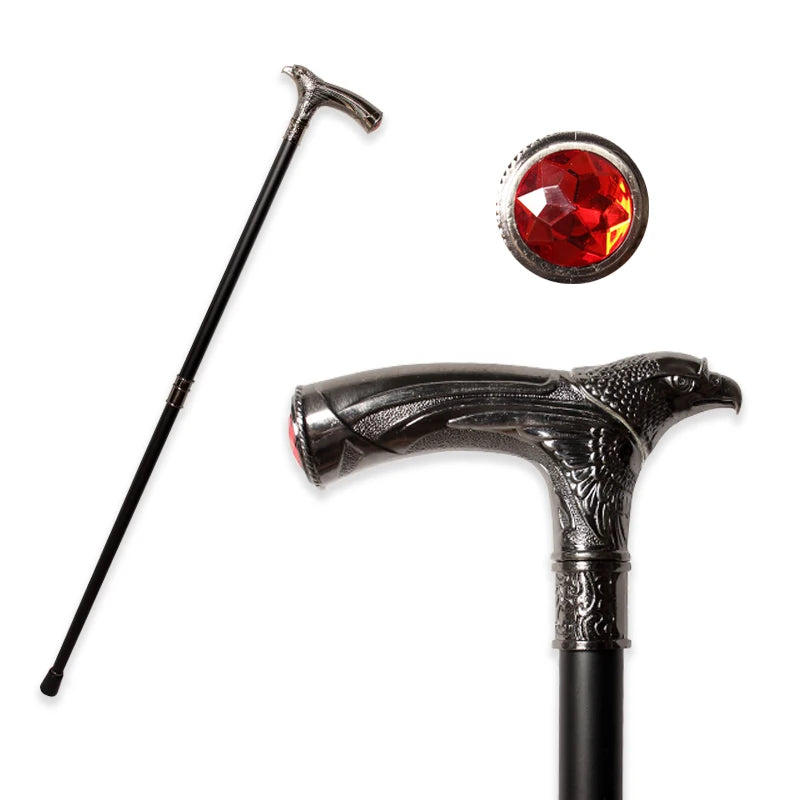 Eagle Head Spiritual Cane – 93cm Detachable Sunnah Stick with Multi-Color Gemstone Grip