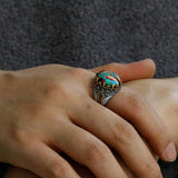 Turkish Turquoise Silver Sunnah Ring for Men