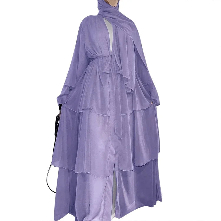 The Classic Feathered Chiffon Abaya For Women