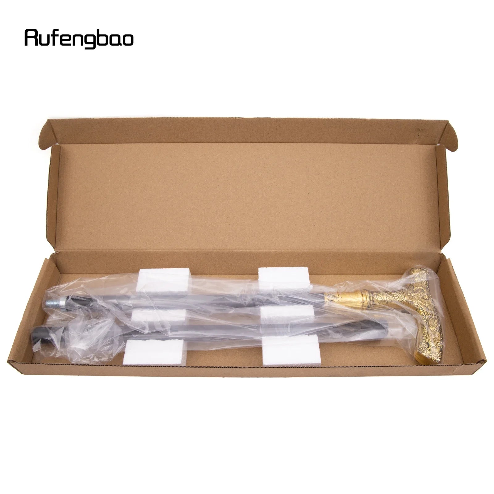 Golden Dragon Decorative Walking Stick – 89cm Steel Shaft with Luxury Patterned Knob