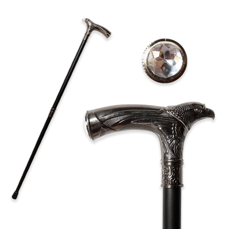 Eagle Head Spiritual Cane – 93cm Detachable Sunnah Stick with Multi-Color Gemstone Grip