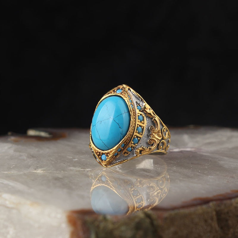 Turkish Plated Turquoise Sunnah Ring for Men