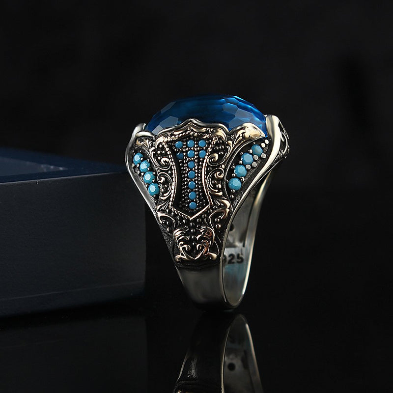 Aquamarine Turkish Sunnah Ring for Men