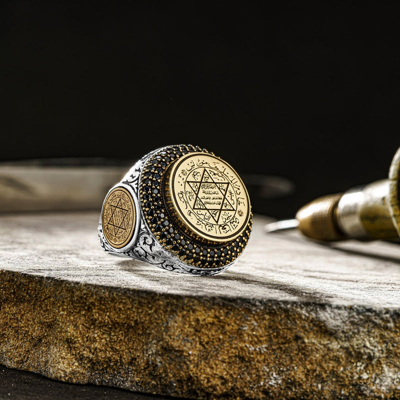 Elegant Silver Seal of Solomon Men's Ring