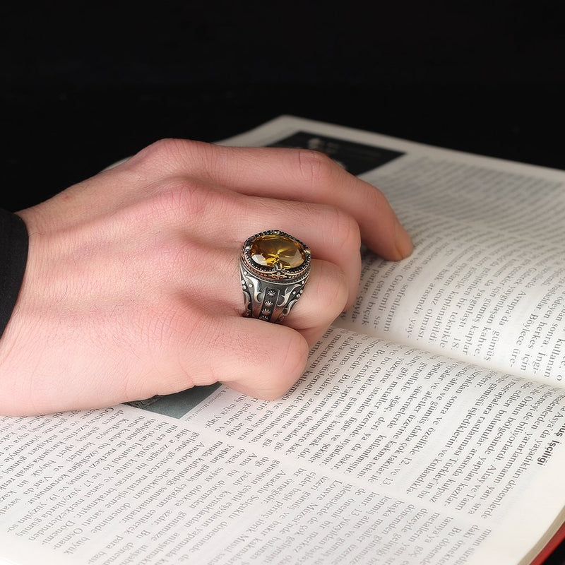 Vintage Citrine Sunnah Ring for Men