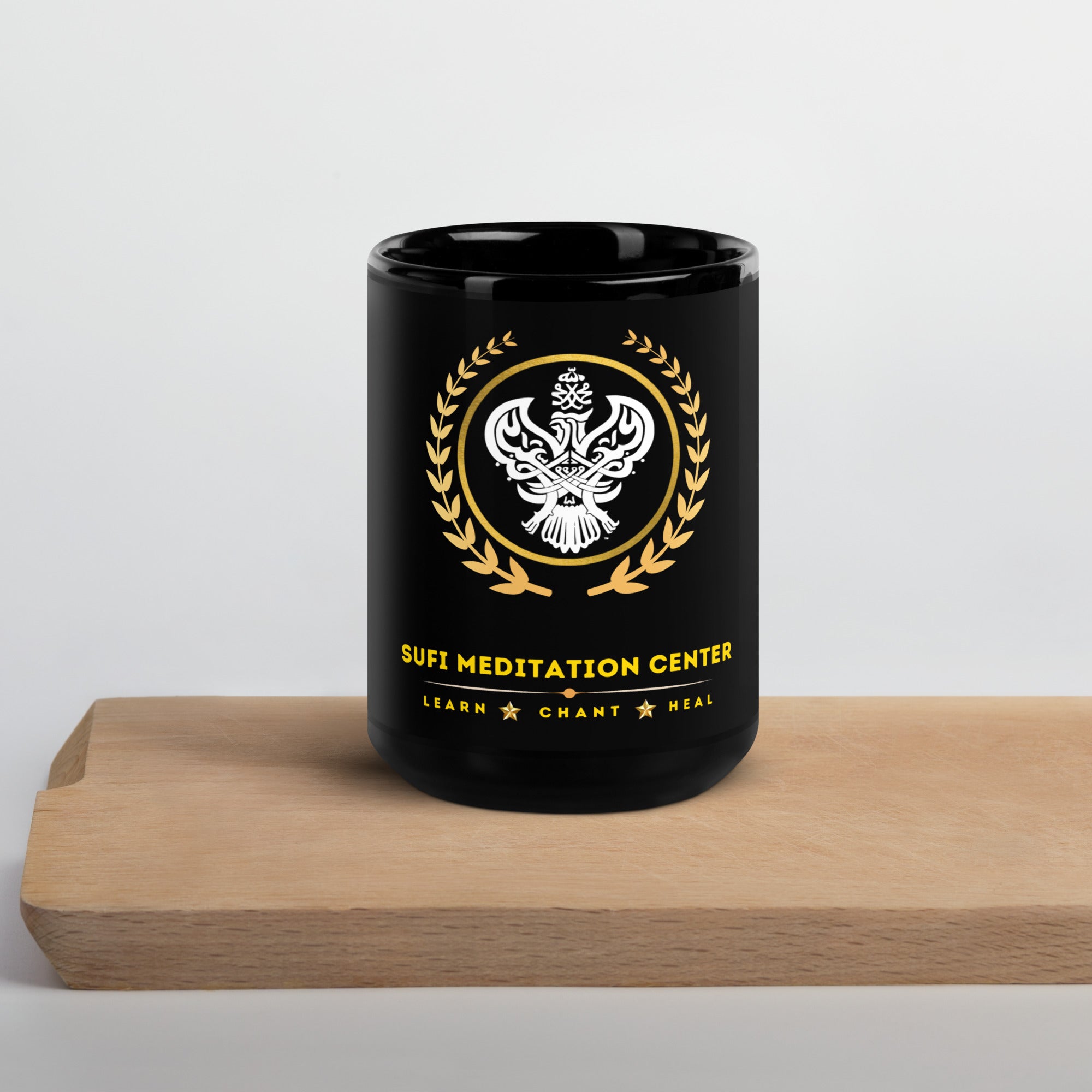 SMC Learn Chant Heal Black Glossy Mug