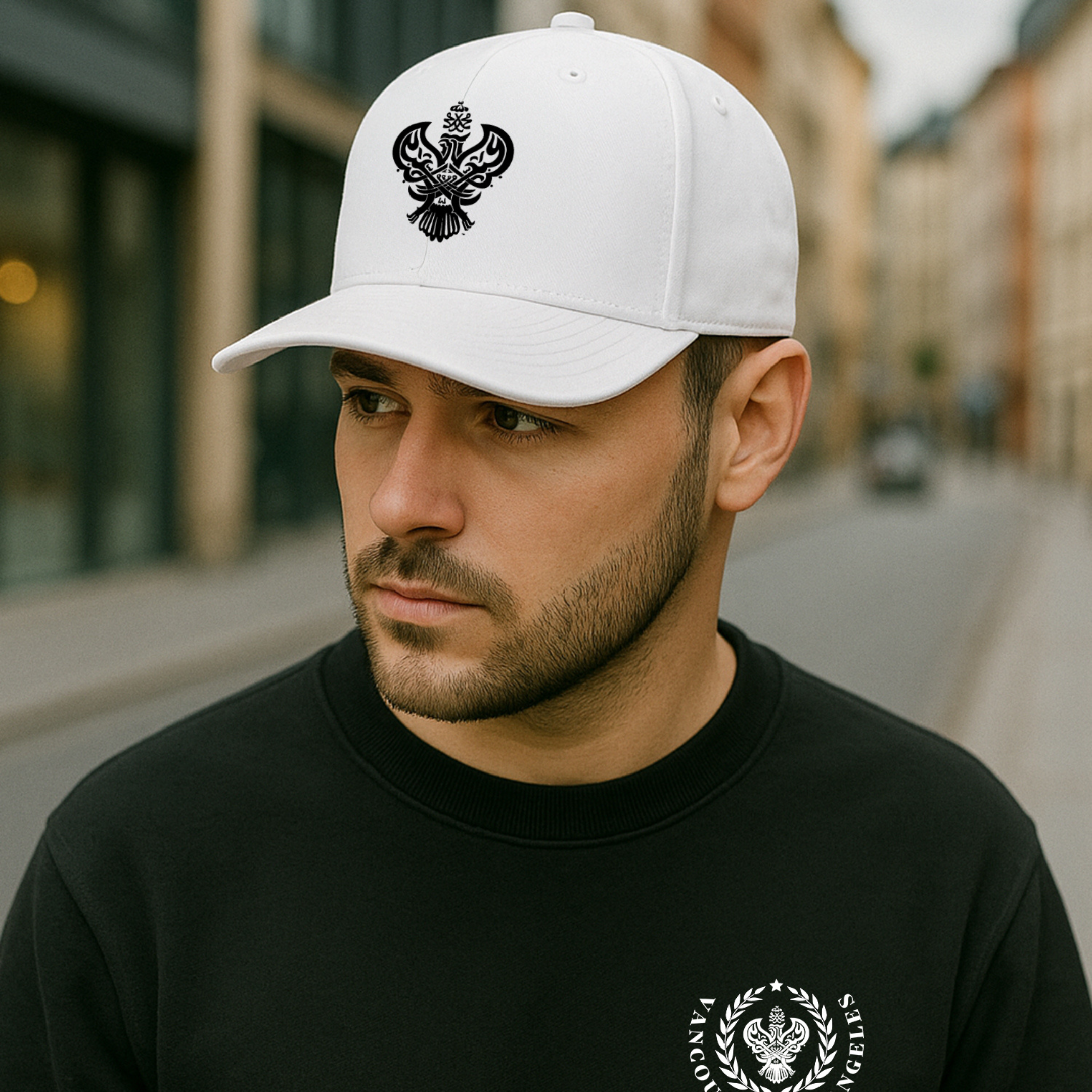 SMC Blessed Phoenix Calligraphy Baseball Hat Cap – Black, White & Green