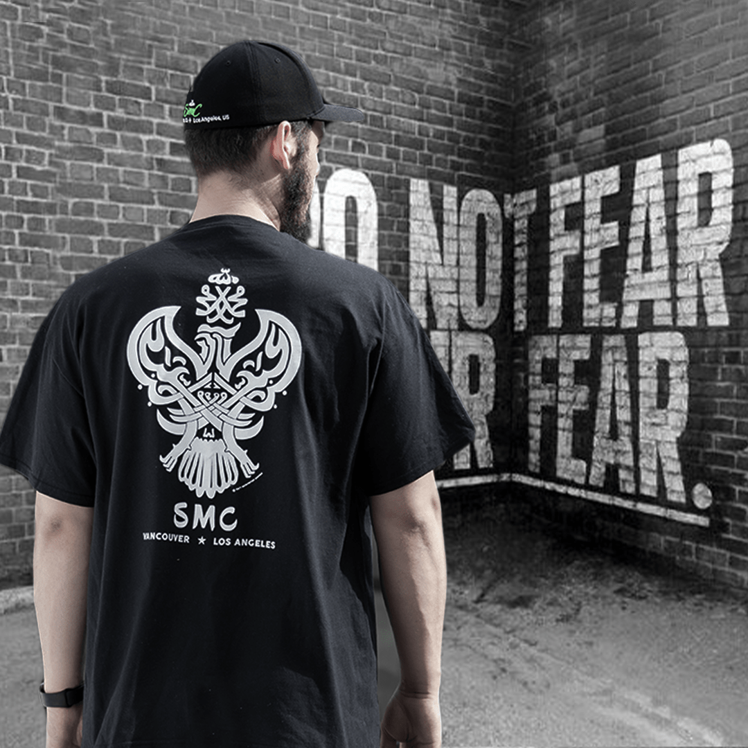 Sufi Meditation T-Shirt (Black / White) with Iconic Phoenix Design.