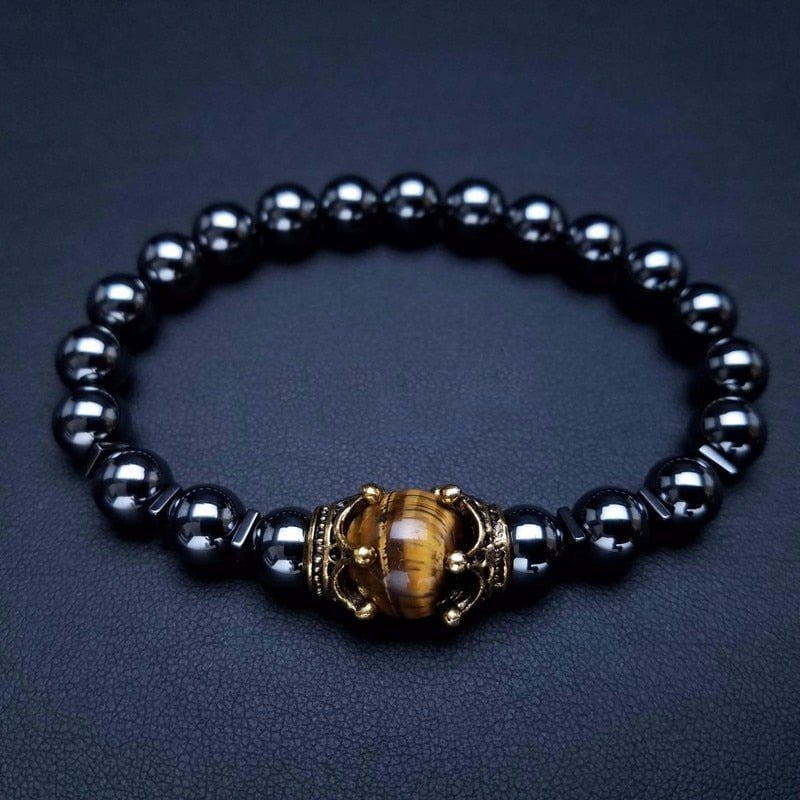 Bracelet Crown Lion Head Bracelet Quality Tiger Eye Stone