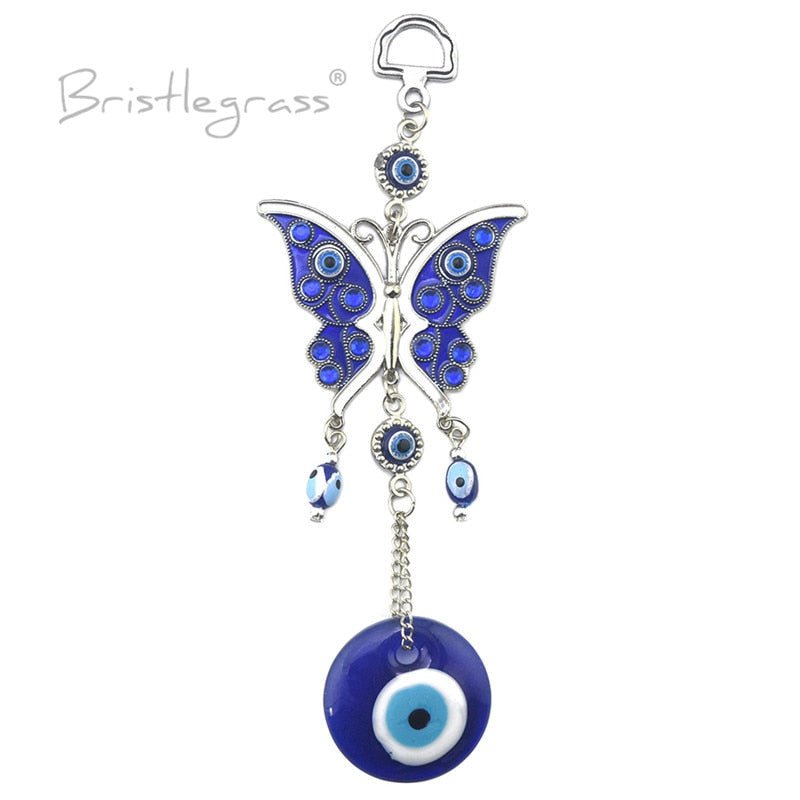 BRISTLEGRASS Turkish Blue Evil Eye Rhinestone Butterfly Wall Hanging