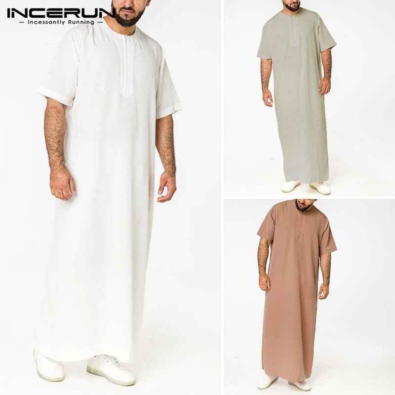 CHIC SHORT SLEEVED ABAYA (BEIGE / LIGHT PINK / WHITE)