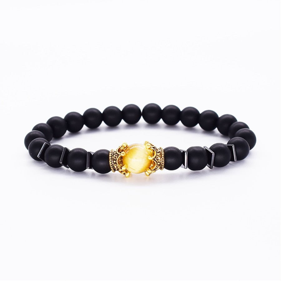 Bracelet Crown Lion Head Bracelet Quality Tiger Eye Stone