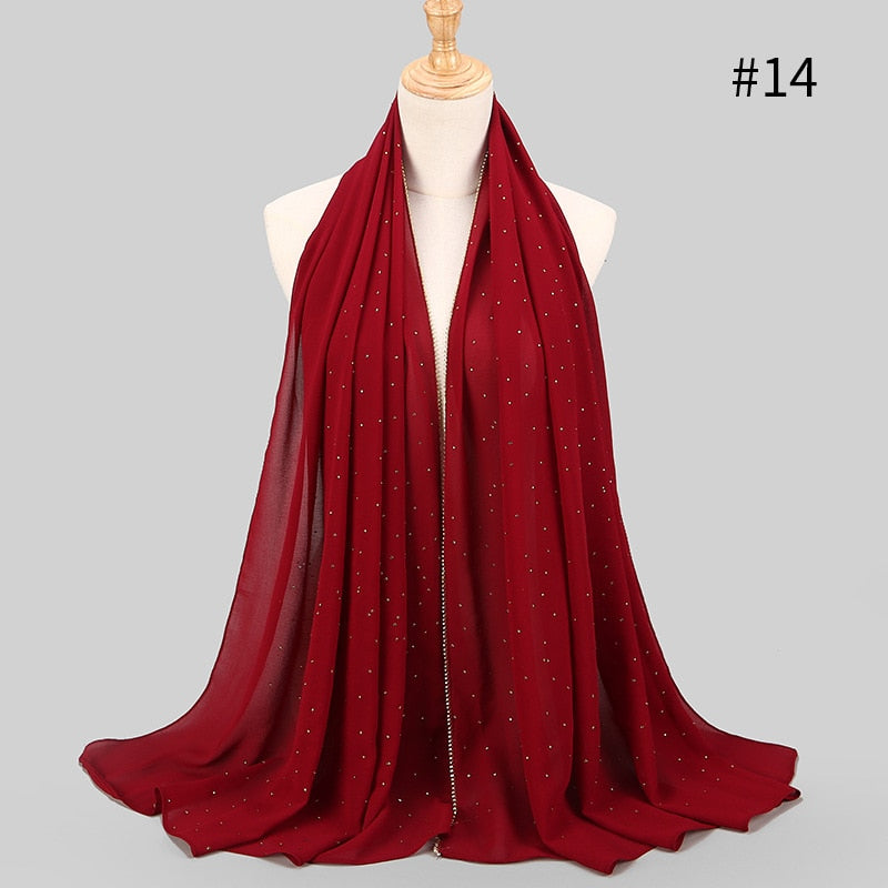 Pearl Bubble Chiffon Rhinestone Shawl